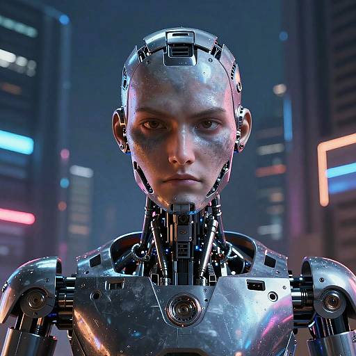 Cyberpunk Robot Grimace Portrait