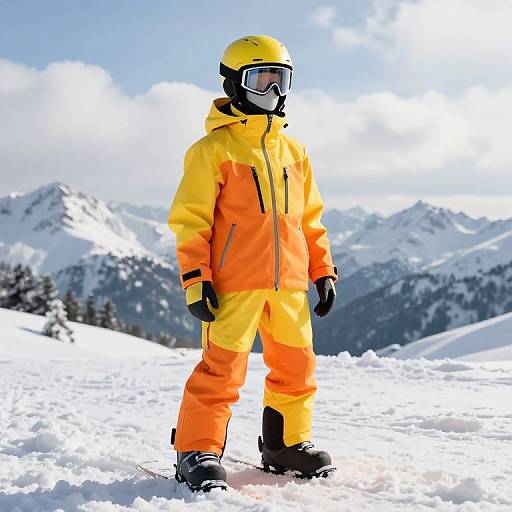 Vibrant Ski Suit on Snowy Mannequin