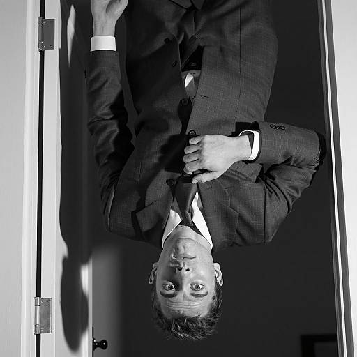 Intense Upside Down Portrait in Monochrome