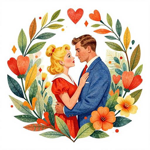 Mary Blair Style Romantic Illustration
