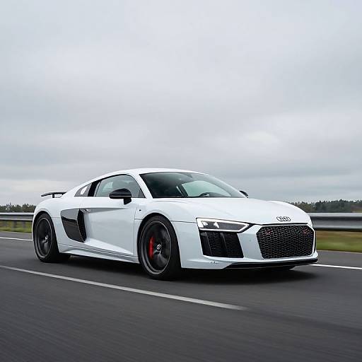 White Audi R8 V10 Plus on Asphalt