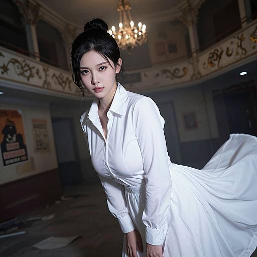 Mysterious Woman in White Costume