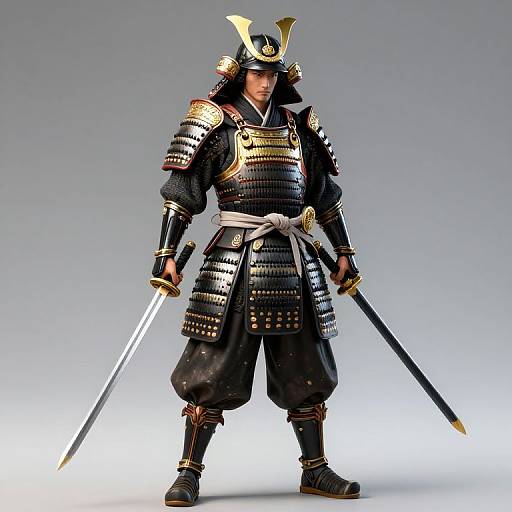 Intricate Black and Gold Samurai