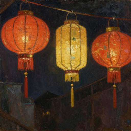 Vintage Chinese Lanterns Painting