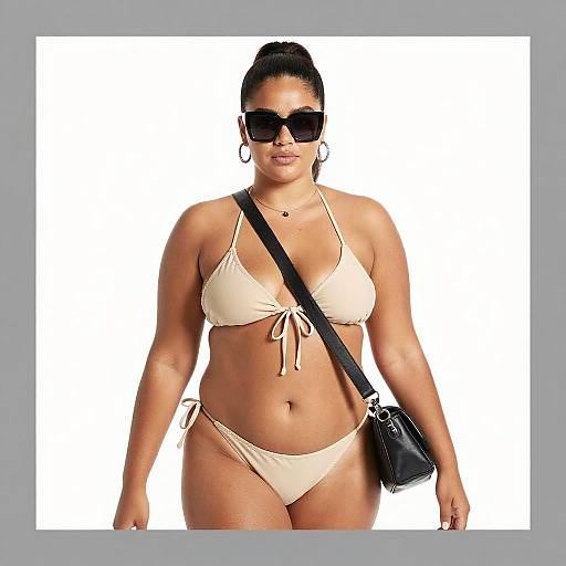 Curvy Woman in Beige Bikini Photo