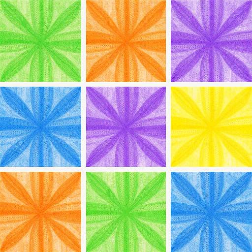 Vibrant Abstract Leaf Grid Art