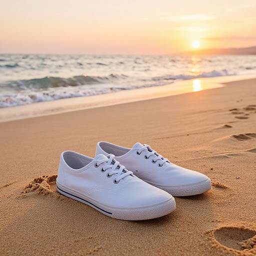 Casual Canvas Shoes on Sunset Beach