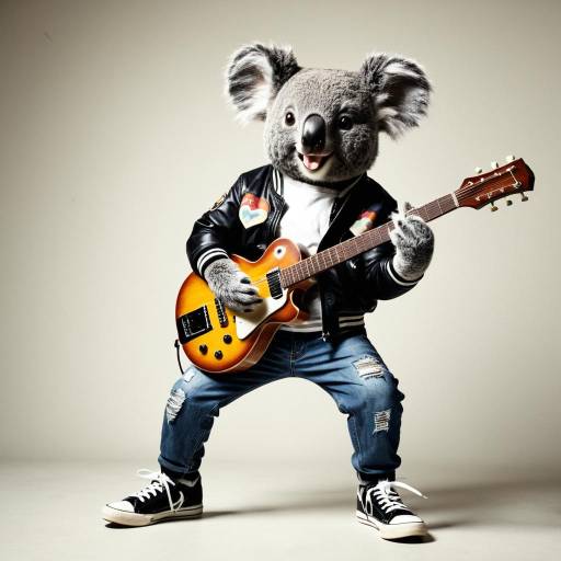 Rock Star Koala with Electric Guitar
