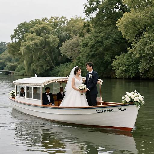 Romantic Wedding Boat Scene