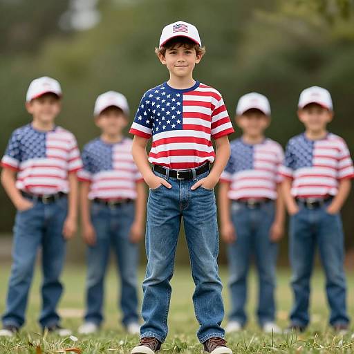 Funny American Boys in Denim Outdoors