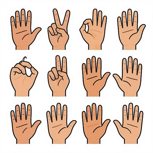 Colorful Minimalist Hand Gesture Clip Art