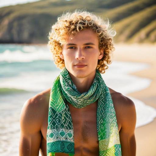 Vibrant BeachScene with Young Man