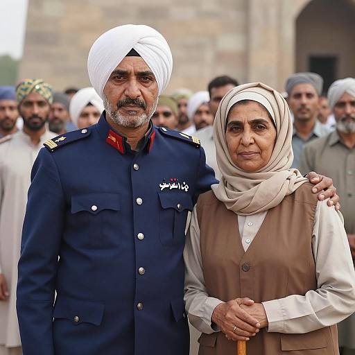 Intimate Portrait Amidst a Diverse Gathering