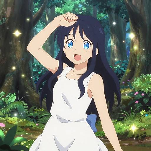 Blue Eyed Anime in Magical Forest