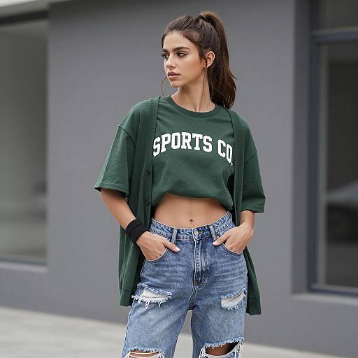 Young Woman in Casual Streetwear