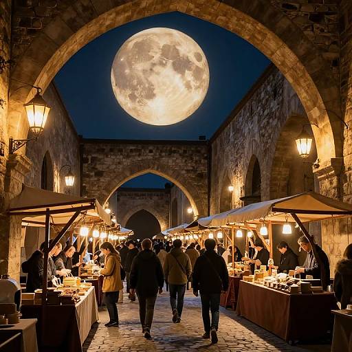 Medieval Market Under Glowing Planet