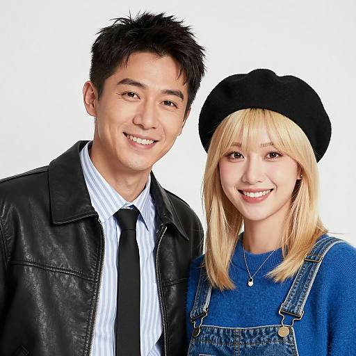 Smiling Asian Man and Woman Portrait