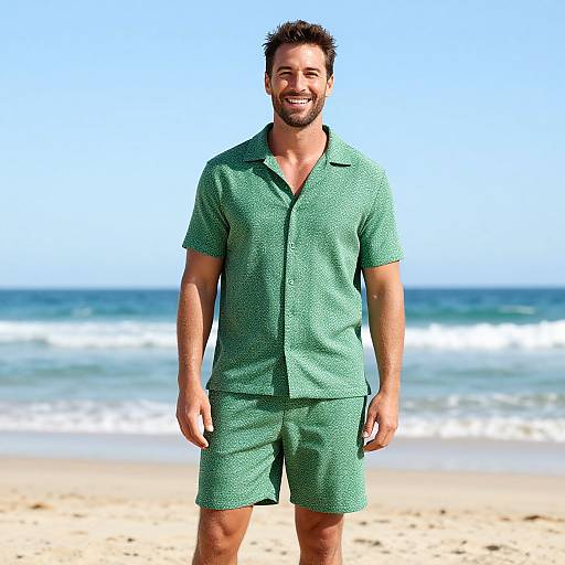 Confident Man on Sunny Beach