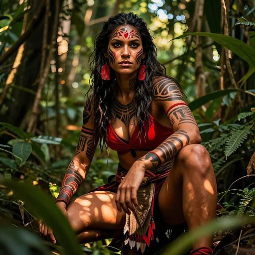 Fierce Tribal Warrior in Jungle