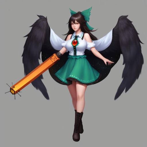 Fantasy Anime Girl with Wings and Arm Cannon