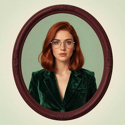 Stylized Portrait of Woman in Oval Frame