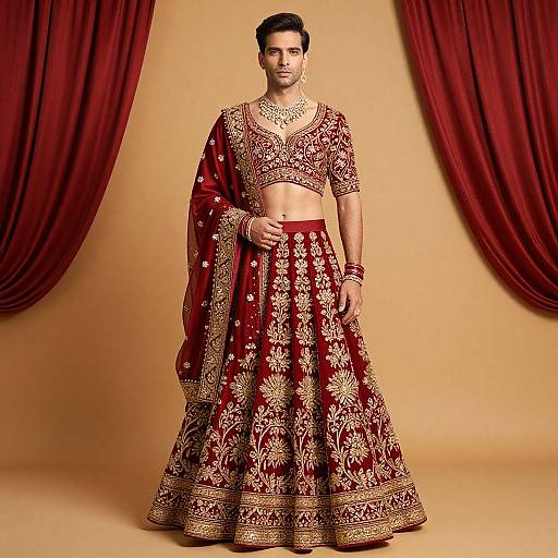 Man in Red & Gold Indian Wedding Dress