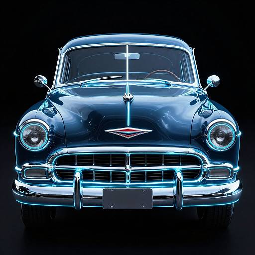 Vintage Neon Classic Car Front View