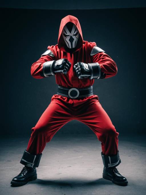 Man in Red Knuckles Costume in Action Pose