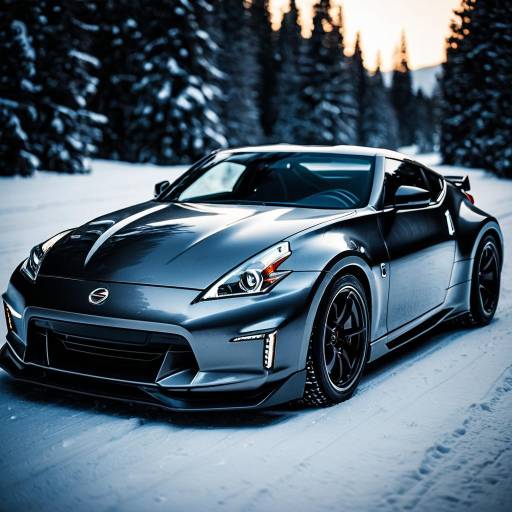 Gunmetal Nissan 370Z on Snowy Road