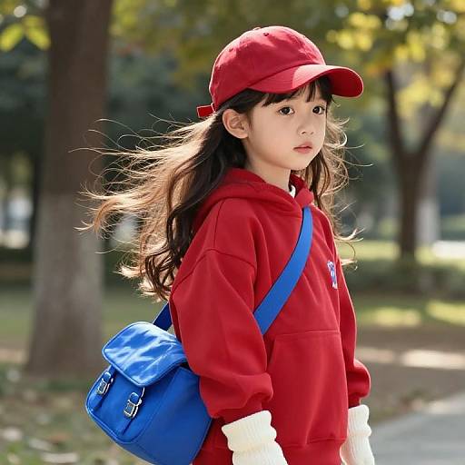 Young Girl in Vibrant Park Outfit