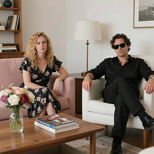 Two People Sitting in Modern Living Room