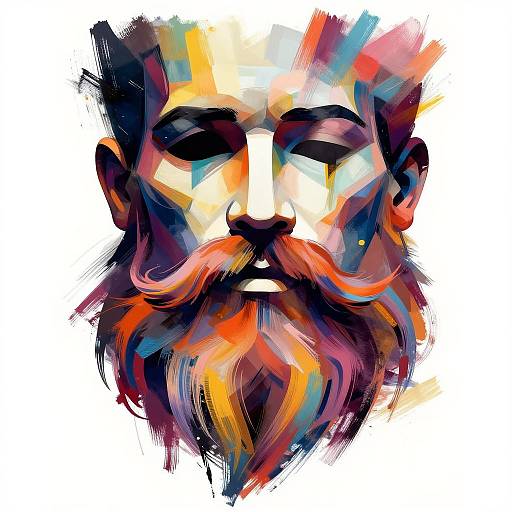 Abstract Beard Art with Vibrant Flow