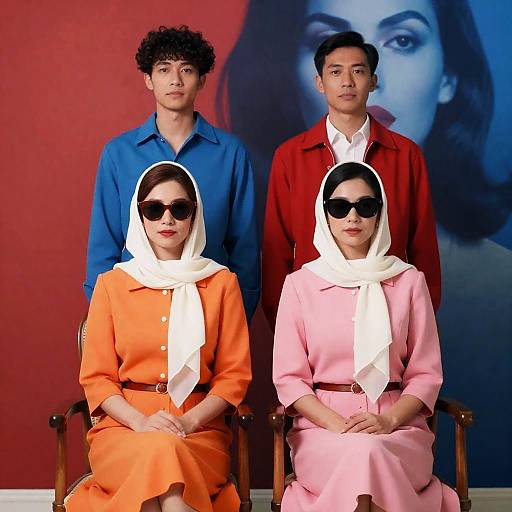 1960s Fashion Portrait with Colorful Characters