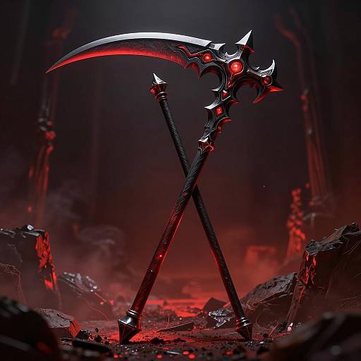 Cinematic Dual-Bladed Scythe in Fantasy