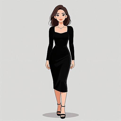 Chic Woman in Black Velvet Dress