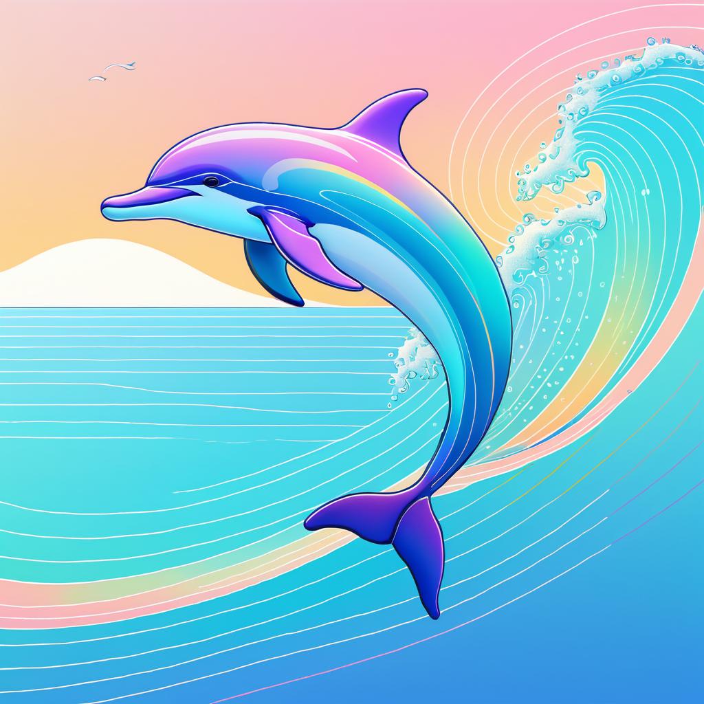 Playful Dolphin in Pastel Ocean Art