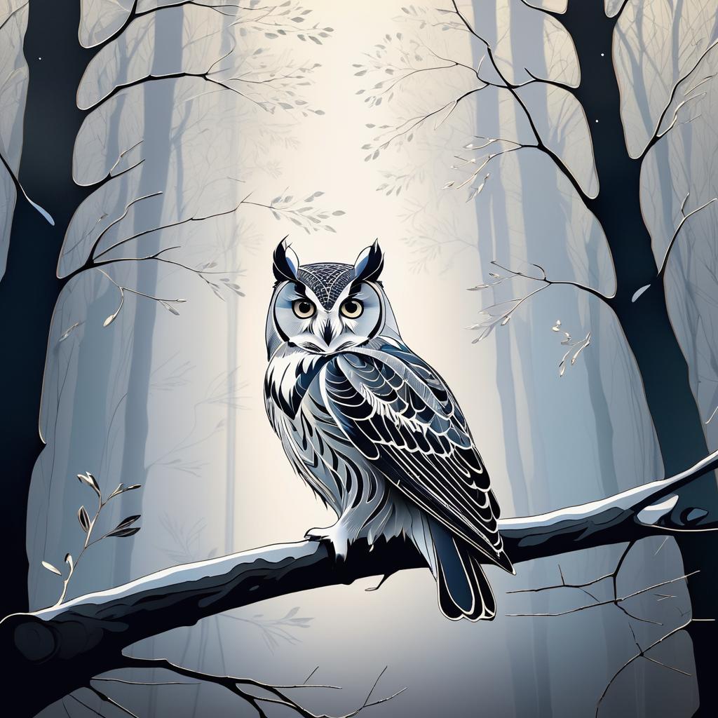 Tranquil Owl Illustration in Forest