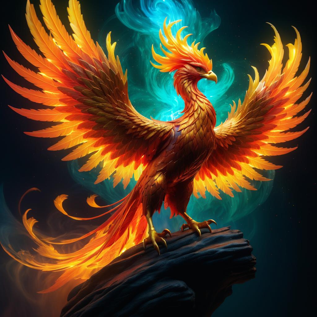 Detailed Isolated Mythical Phoenix Art