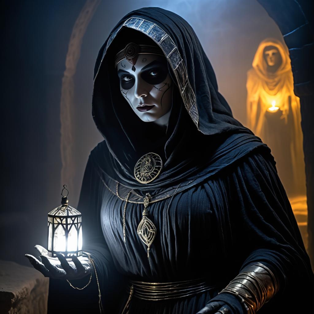 Eerie Sorceress: Cursed Mummy in Tomb