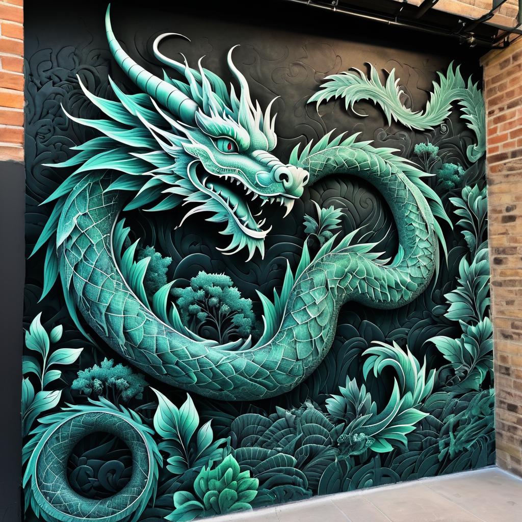 Urban Dragon Mural in Chalk Art