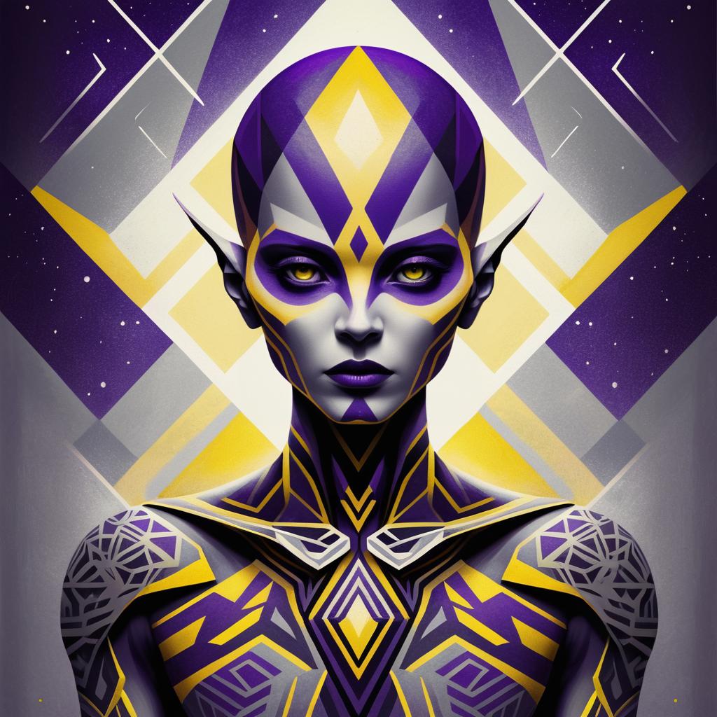 Futuristic Alien with Geometric Tattoos