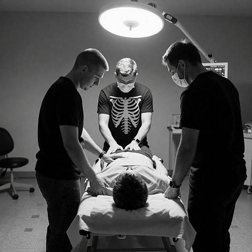 Monochrome Operating Room with Skeleton Shirt