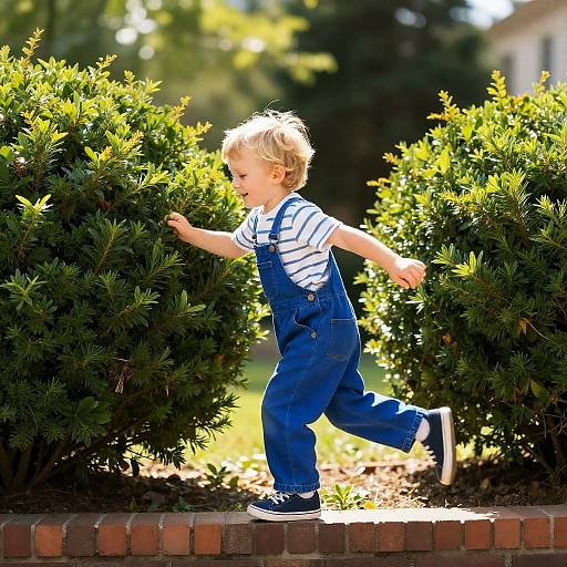 Playful Boy Running in Nature