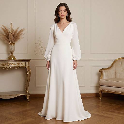 Woman in White Gown Costume