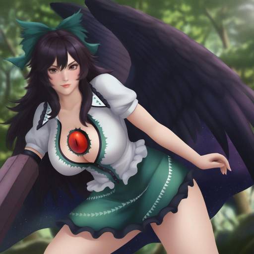 Reiuji Utsuho Touhou Character with Black Wings