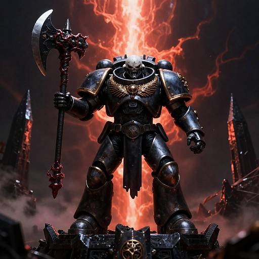 Daemon-Boned Juggernaut Beneath Bleeding Warp-Sky