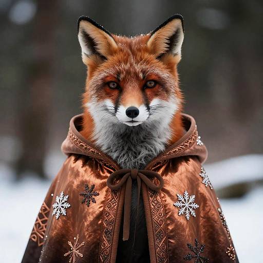 Elegant Foxie European Girl in Winter Forest