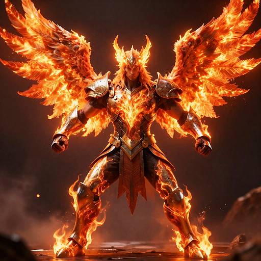 Ember-Winged Phoenix Knight Power Stance