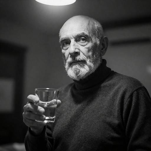 High-Contrast Black-and-White Elderly Man Portrait