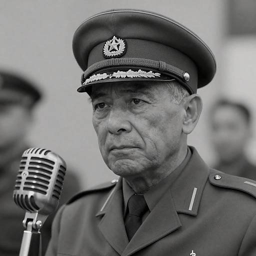 Vintage Military Portrait with Microphone